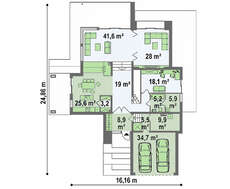 Проект двоповерхового особняка з площею понад 300 m²