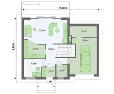 Проект одноповерхового будинку з мансардою та гаражем