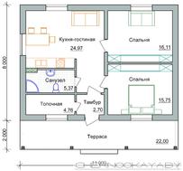 Невеликий одноповерховий котедж для дачної ділянки