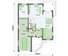 Проект будинку з мансардою, технічним приміщенням, додатковою спальнею