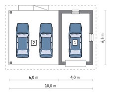 Гараж з навісом для трьох автомобілів