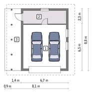 Компактний гараж на 2 авто м навісом
