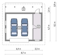 Гараж на 2 авто з автомайстерні і навісом