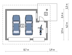Просторий гараж на два авто з навісом