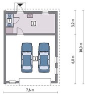 Просторий гараж на дві машини з односхилим дахом