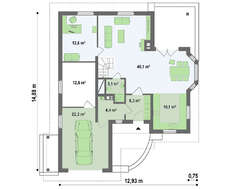 Проект будинку з гаражем, еркером, мансардою з мальовничими вікнами
