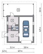 Гараж на 1 авто з красивою верандою