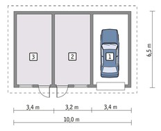 Гараж на 1 авто з 2 нежитловими приміщеннями