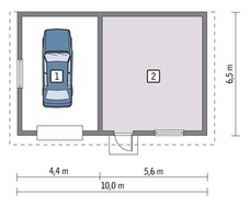 Гараж на 1 авто с односкатной крышей