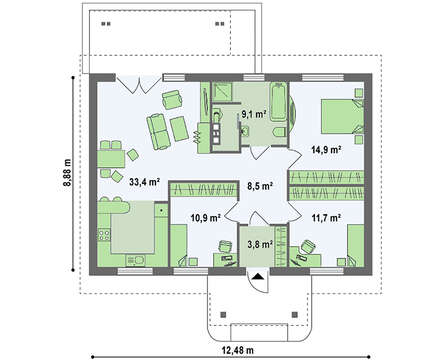 Проект будинку на 90 m²