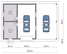 Проєкт гаража з великим навісом