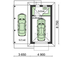Проект невеликого гаража на 1 авто з навісом