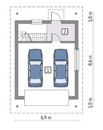 Компактний гараж на 2 авто з мансардою