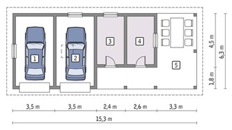 Гараж на 2 авто з навісом і додатковими приміщеннями