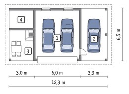 Гараж на 2 авто з навісом і терасою