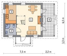 Проект невеликого будинку з 2 спальнями