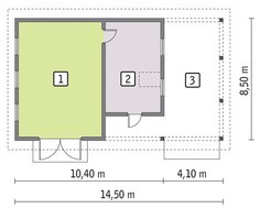 Гараж з великим навісом і мансардою