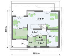 Проект недорогого комфортного будинку з мансардою