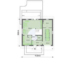 Проект акуратного котеджу площею 177 m² з вбудованим гаражем для однієї машини