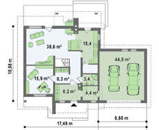 Проект будинку з мансардою та гаражем для двох авто