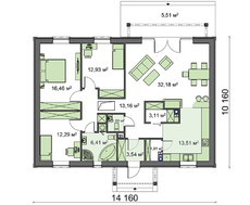 Проект одноповерхового будинку загальною площею 123 кв.