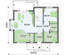 Проект котеджу з мансардою, еркером і балконом, стильним фасадом