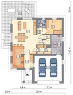 Особняк з великою терасою на другому поверсі