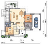 Двоповерховий житловий будинок на 6 спалень