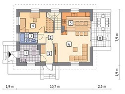 Двоповерховий будинок з цікавим цегляним декором