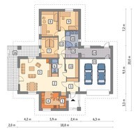 Милий одноповерховий будинок з гаражем на 2 авто