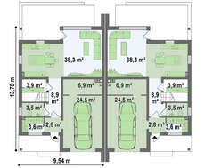 Проект будинку на дві сім'ї з гаражем
