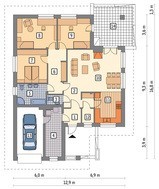 Проект стильного одноповерхового будинку з каміном