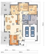 Одноповерховий будинок з дерев'яними архітектурними елементами