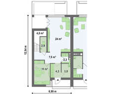 Проект двоповерхового модернового котеджу на 2 сім'ї з різними входами