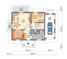 Проект симпатичного будинку під дахом складної форми