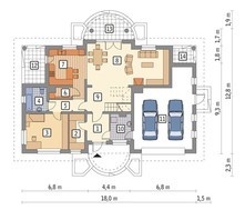 Проект симпатичного особняка з напівкруглими балконами
