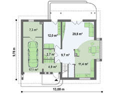 Котедж з еркером в їдальні