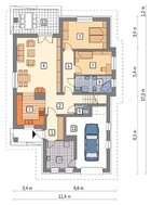 Проект одноповерхового будинку з каміном