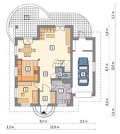 Двоповерховий будинок з напівкруглими терасами