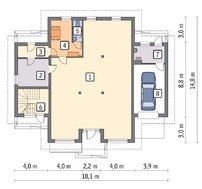 Проект двоповерхового будинку під аптеку з гаражем і житловими апартаментами