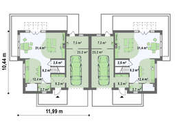 Проект просторого котеджу на 2 сім'ї загальною площею 178 кв.м.