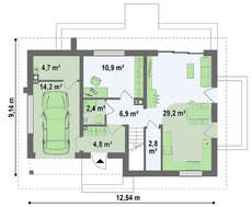 Проект невеликого будинку з мансардою та гаражем
