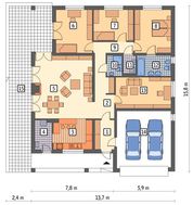 Одноповерховий будинок в цегляних тонах