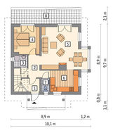 Двоповерховий будинок з квадратним еркером