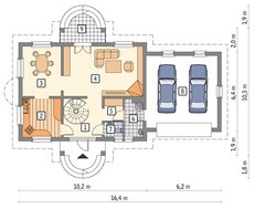 Гарний будинок з двома круглими балконами