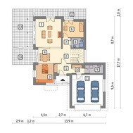 Проект красивого будинку на 2 поверхи декорованого деревом