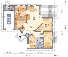Проект одноповерхового житлового будинку цікавої форми