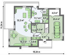 Проект будинку з кабінетом і гаражем