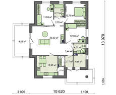 Проект одноповерхового будинку під світлим дахом