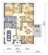 Проект одноповерхового будинку з цегляним орнаментом